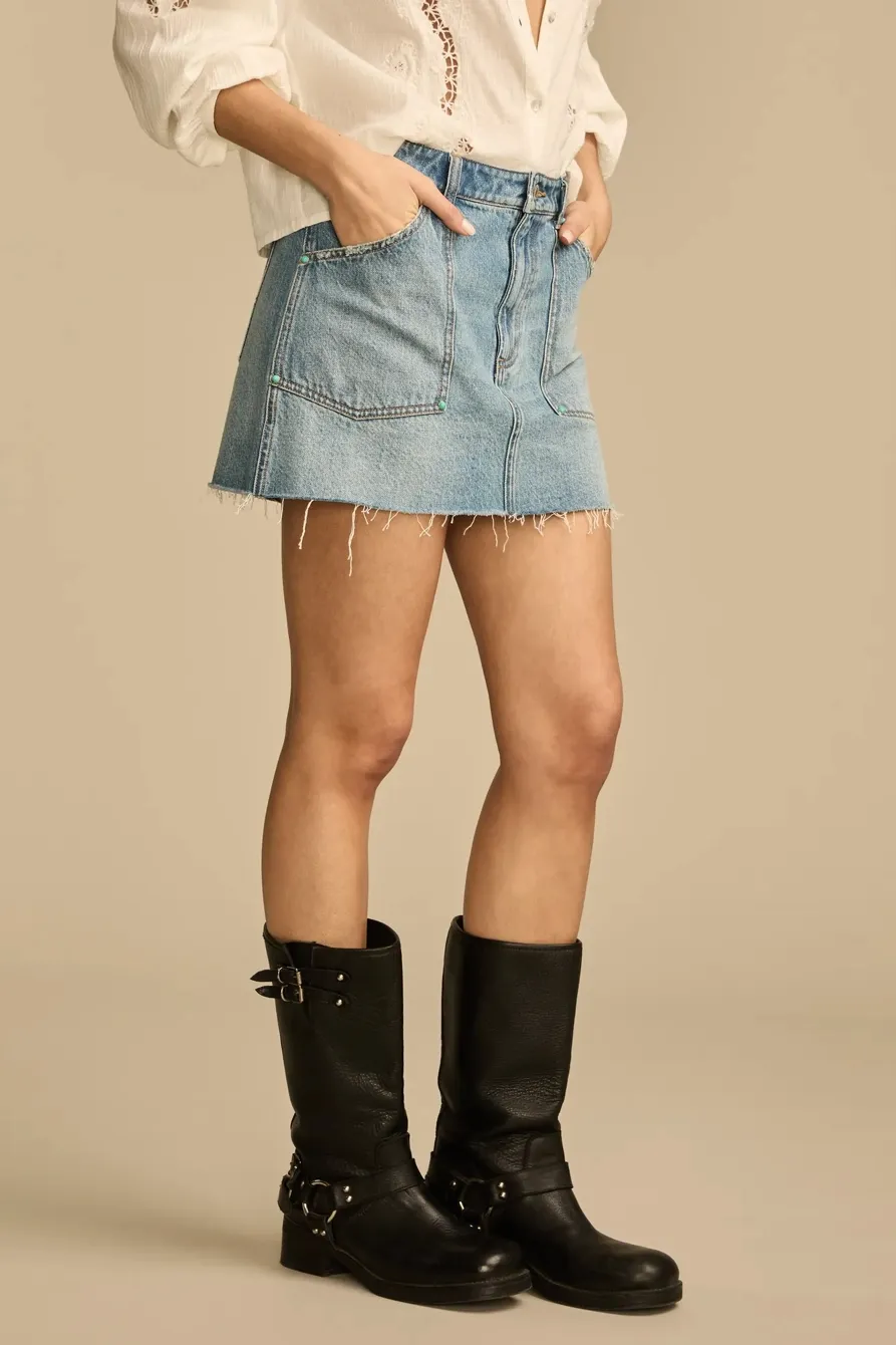 Denim Wester Midi Skirt