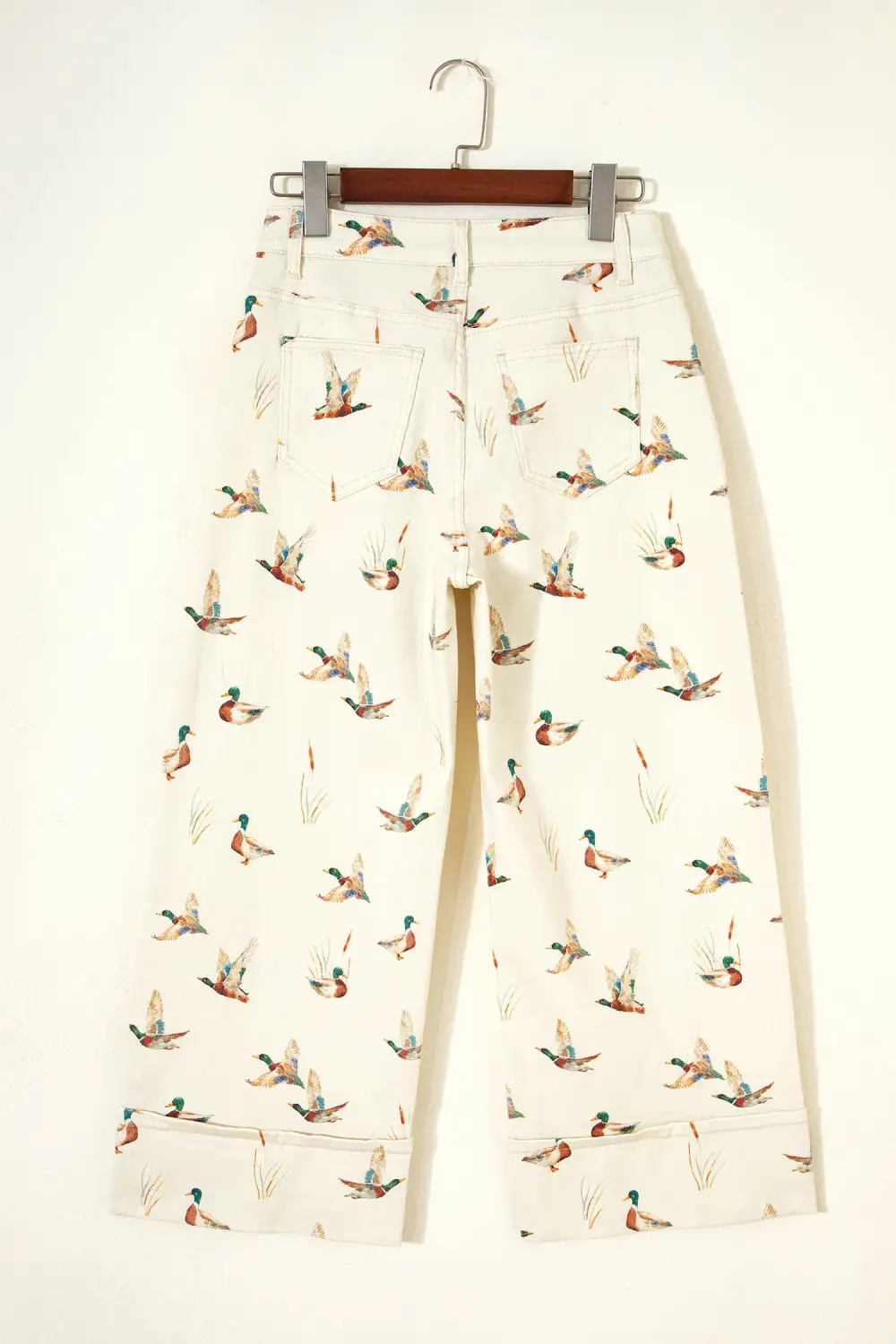 Women's Stylish Mallard Printed Cuffed Hem Shift Jeans