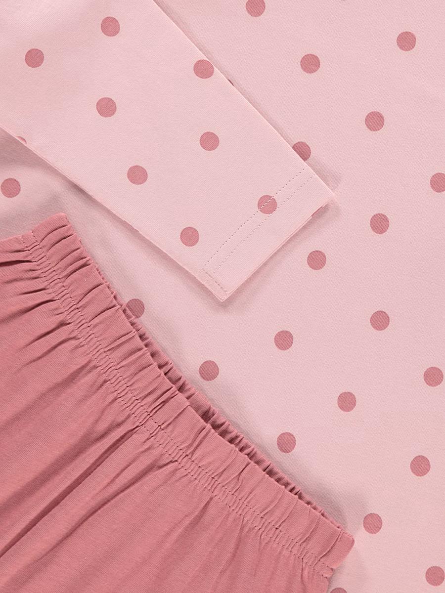 Pink Polka Dot Long Sleeve Pyjamas detail 1