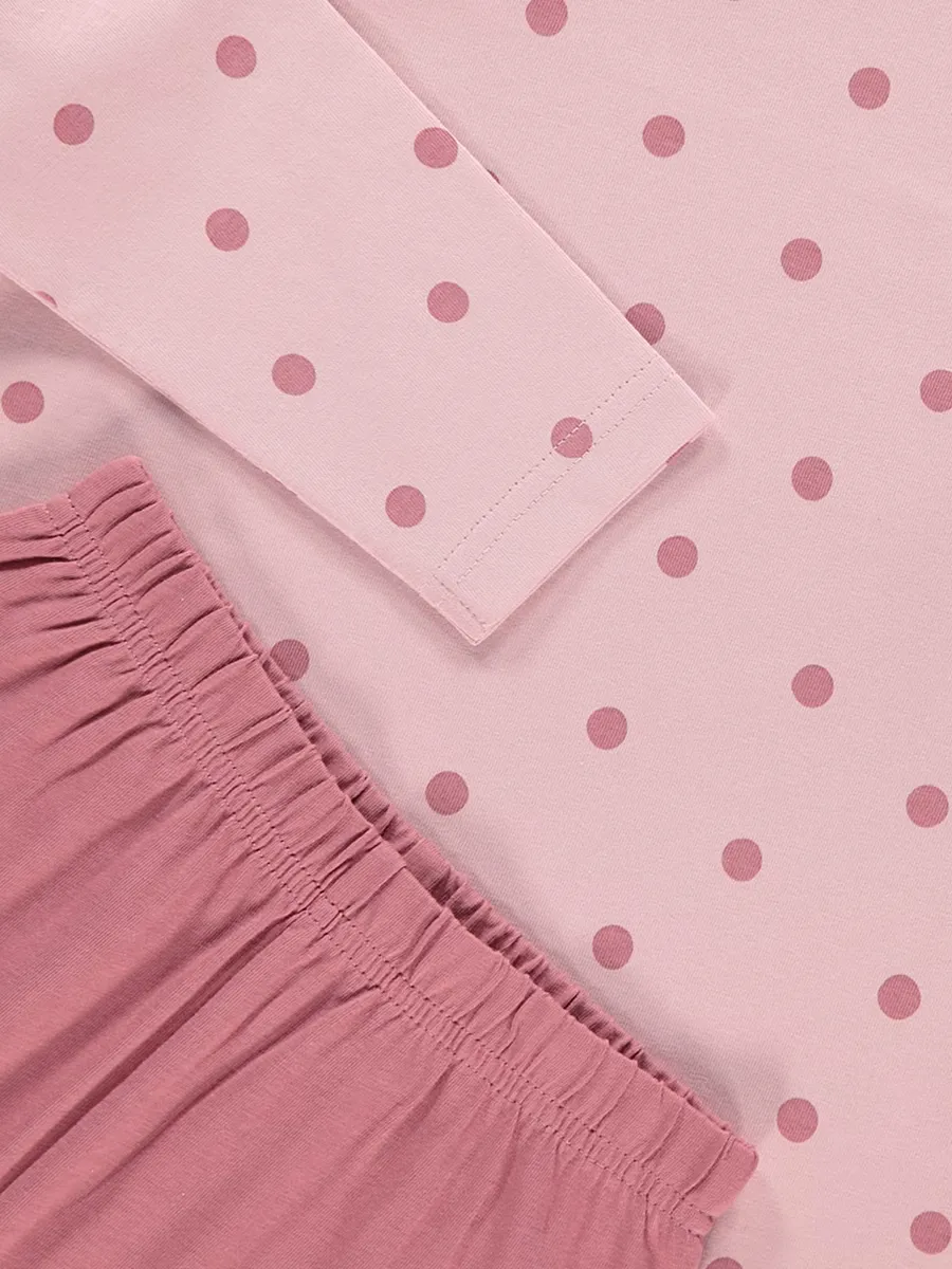 Pink Polka Dot Long Sleeve Pyjamas