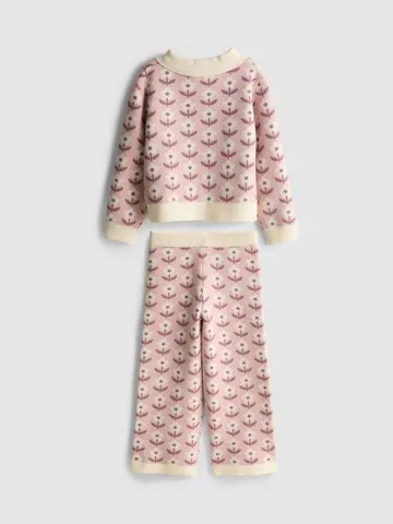 1-9yrs | Floral Jumper and Knit Trousers Set