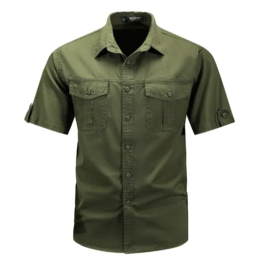 Men'slim Fit Cargo Shirt Outdoor Utility Shirt