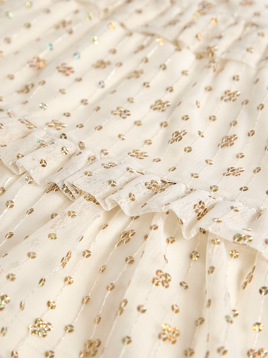 Cream Sequin Tiered Dress detail 1