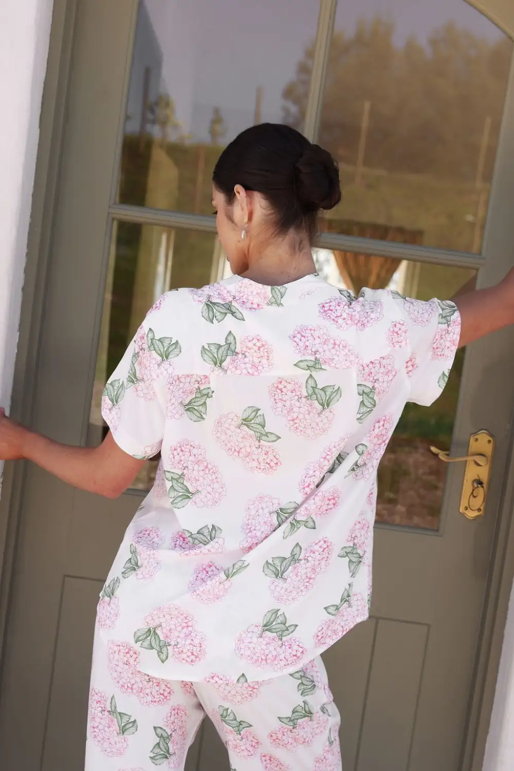 Pink Flowers Pajama Set Long