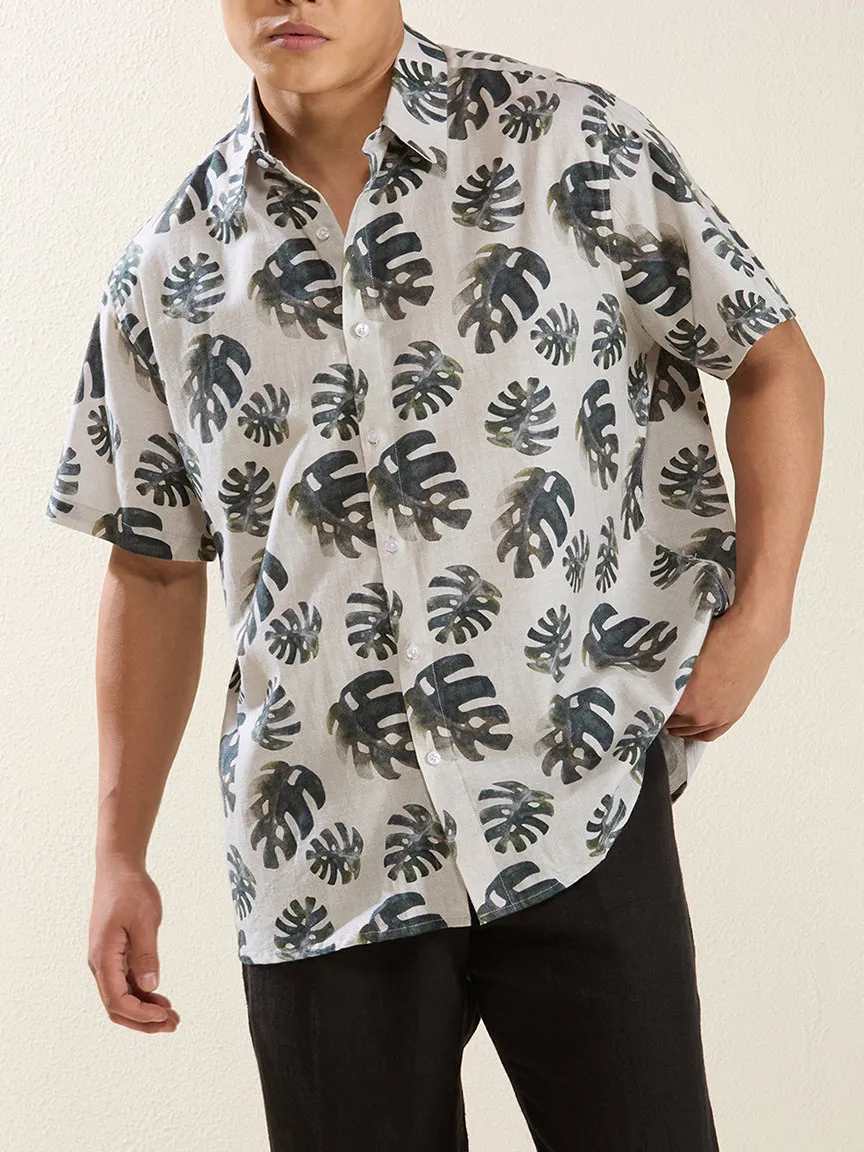 Textured Half Sleeve Printed Men's Formal Shirt