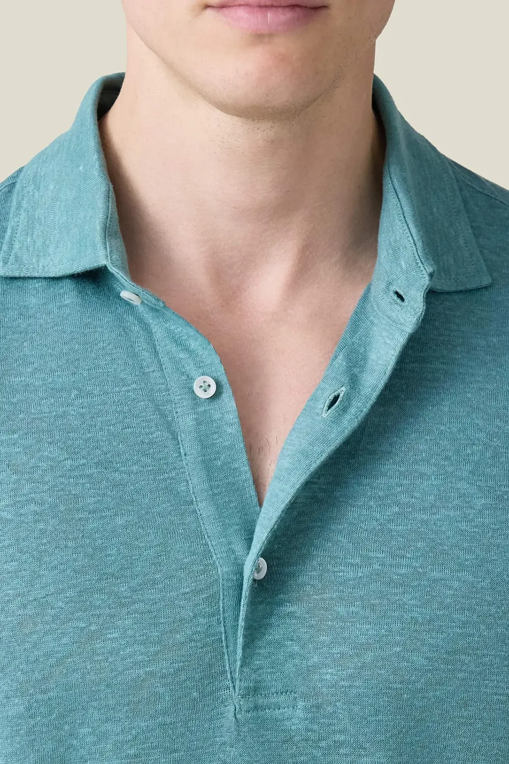 Breathable Polo Linen Jersey-Green