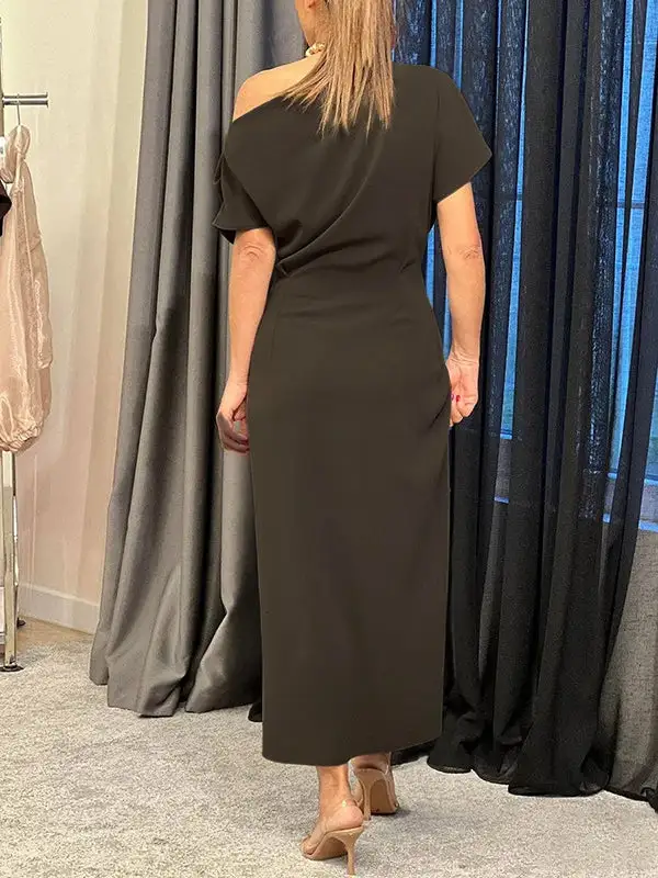 Raglan Pleated Sleeve Maxi Dress
