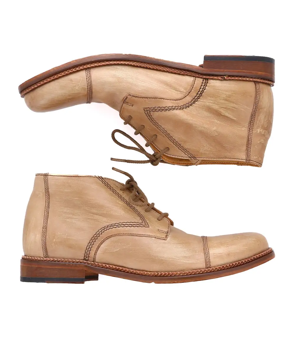 Lace-Up Cap Toe Leather Rugged Ankle Boots