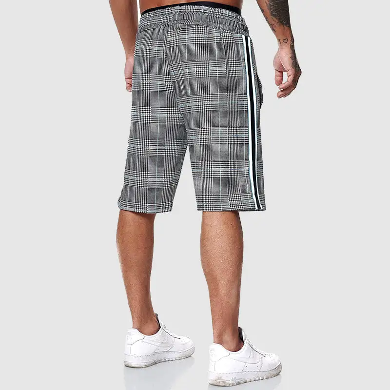 Men's Checked Pattern Relaxed Fit Streetwear Shorts