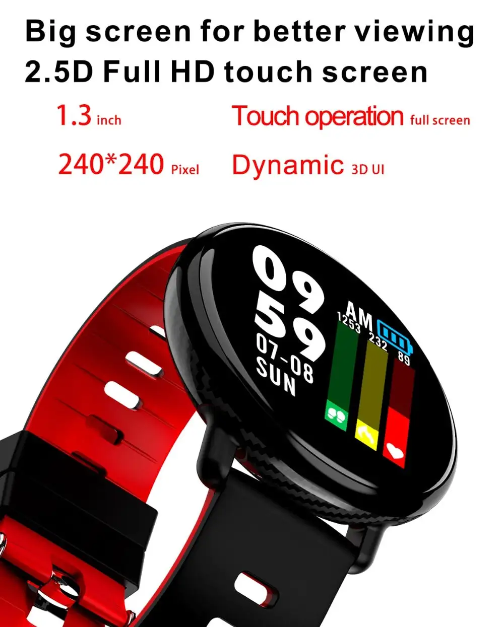 IPS Color Screen Fitness tracker Heart rate monitor Sports smartwatch