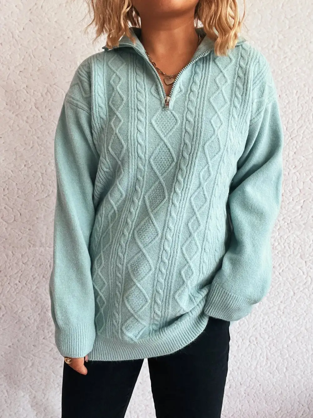 Long Sleeve Cable Knit Sweater
