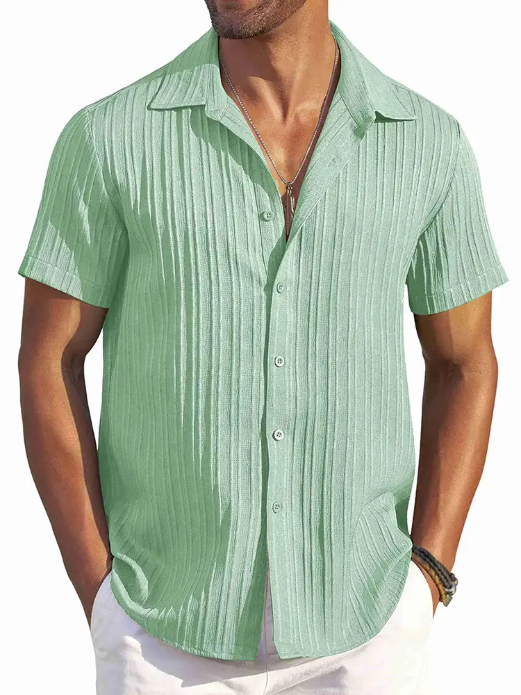 Clean Placket Textured Woven Shirt