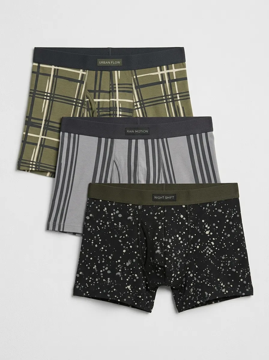 Plaid Striped Splatter Boxer Brief Set