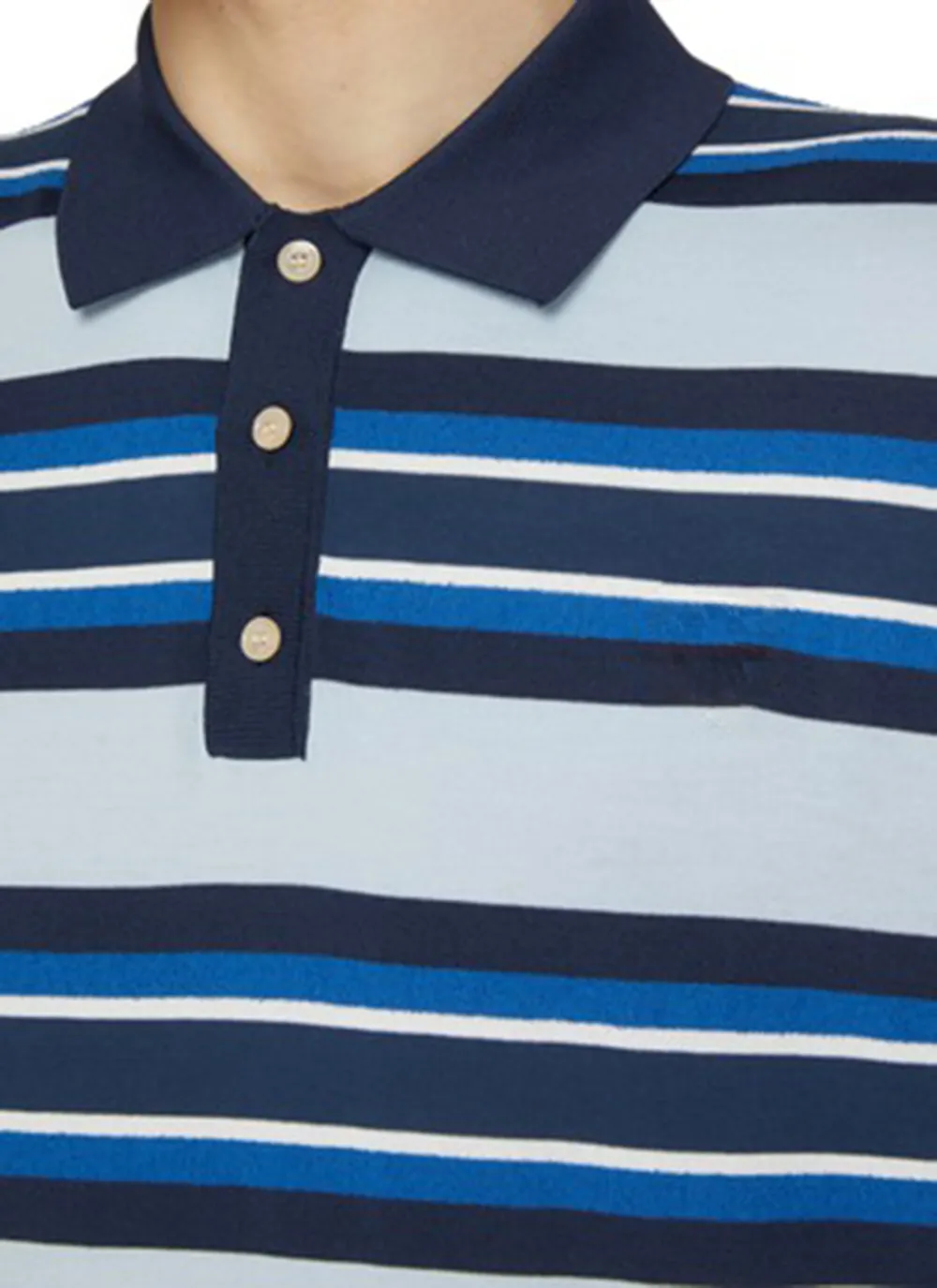 Retro Soft Breathable Blue Stripes Polo Shirt