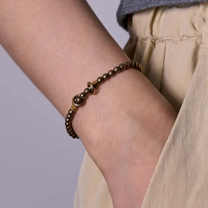 Self Care Copper Brass Beads Design Couple Bracelet