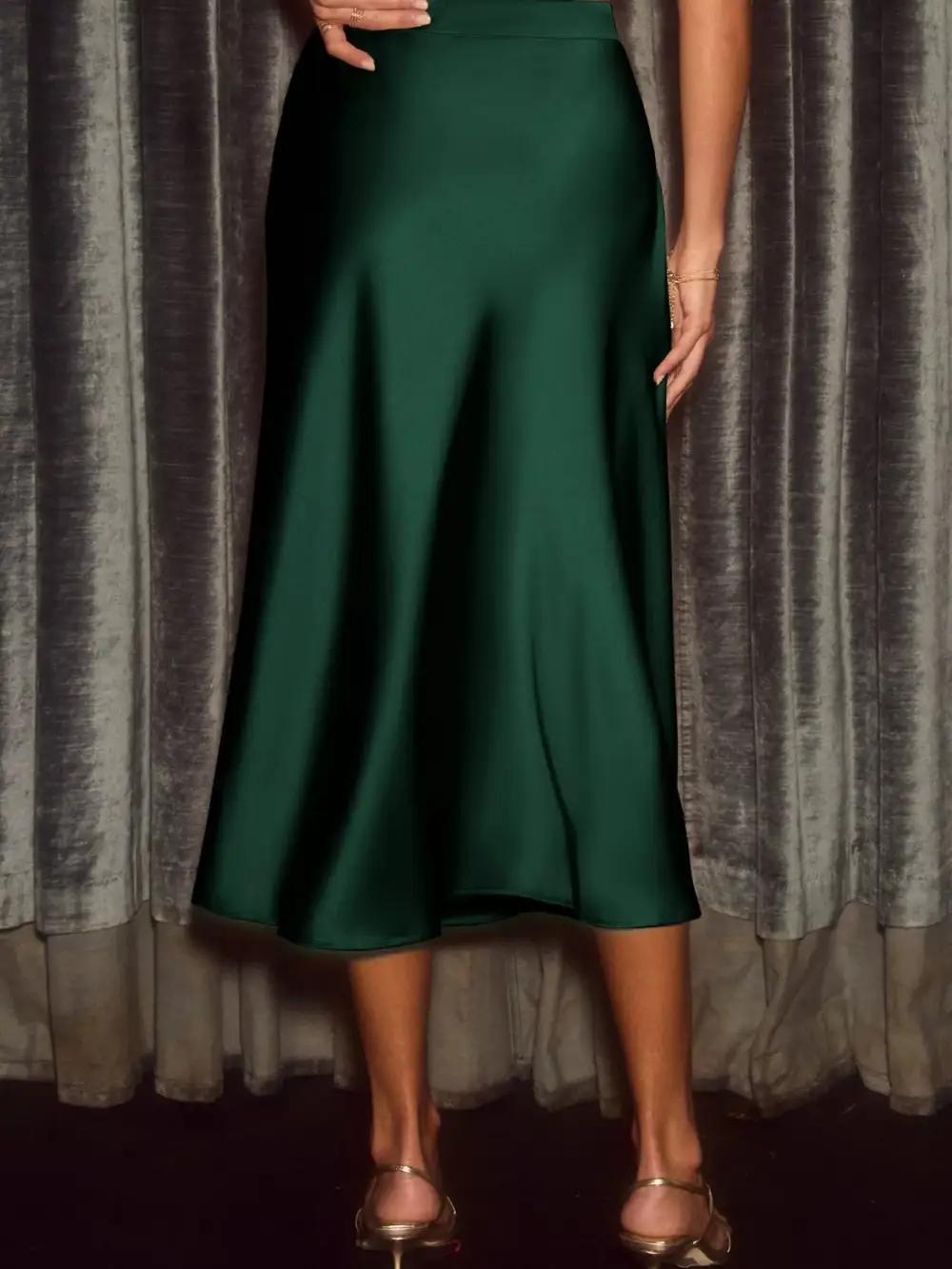 Modern Satin Midi Skirt
