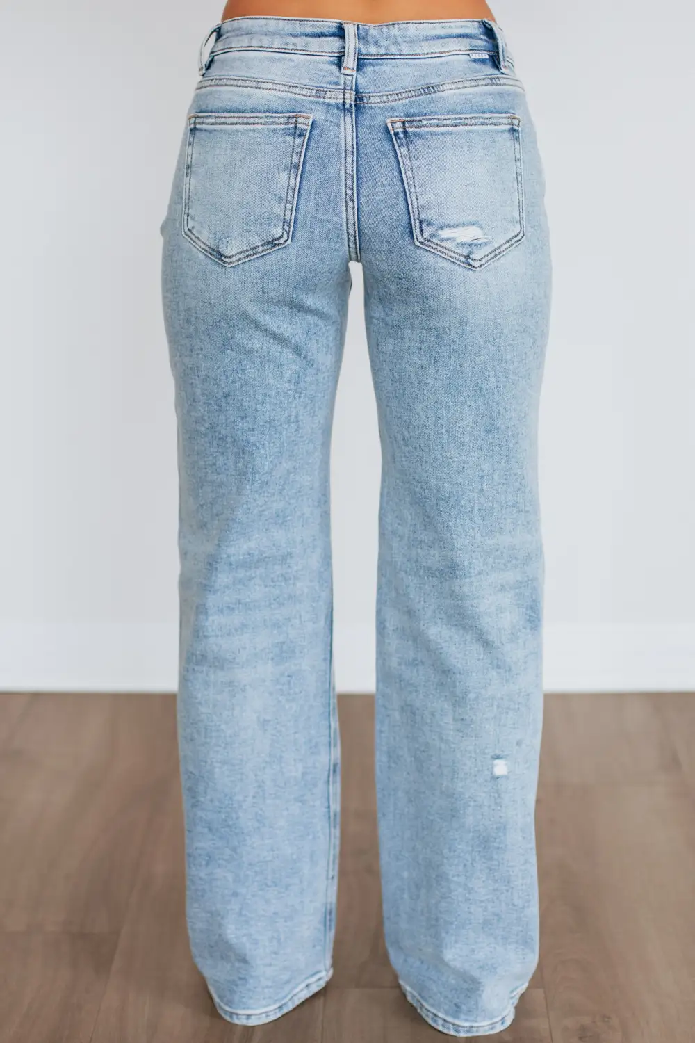 Women's Low Rise Wide Leg Distressed Jeans