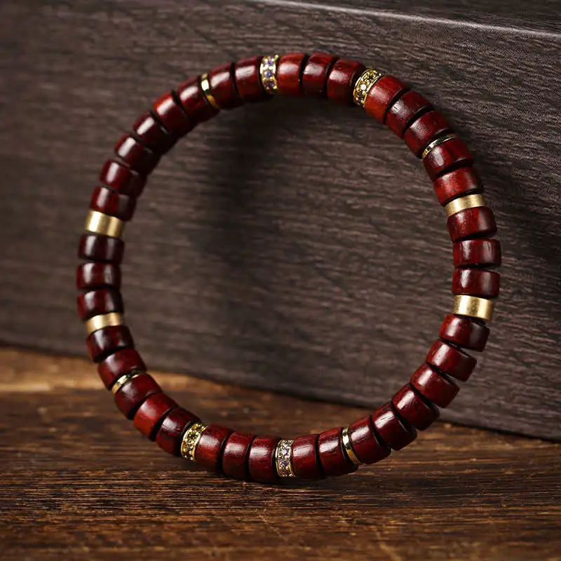 Rosewood Ebony Wood Barrel Bead Minimalist Bracelet