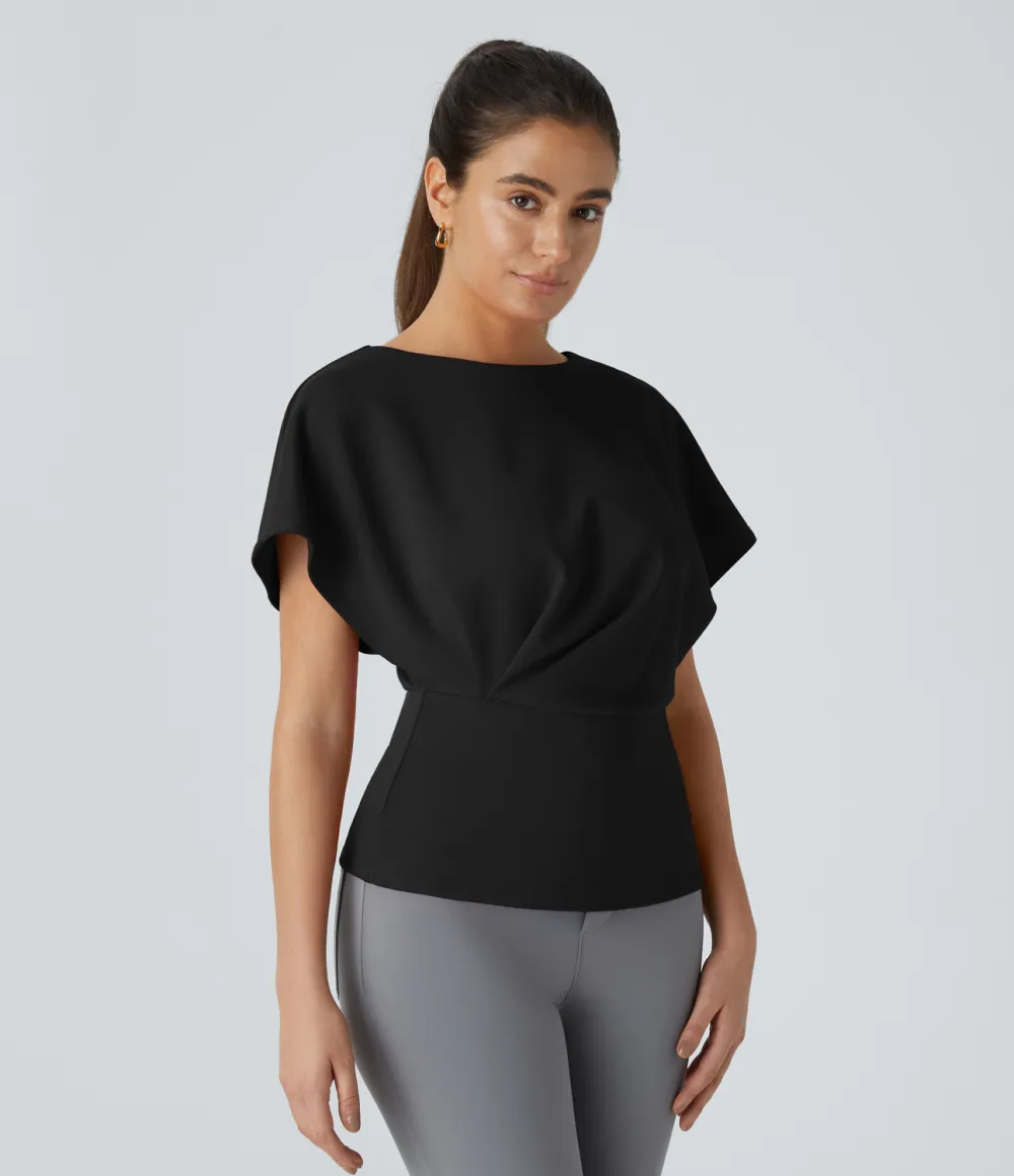 Short Sleeve Plicated Work Top