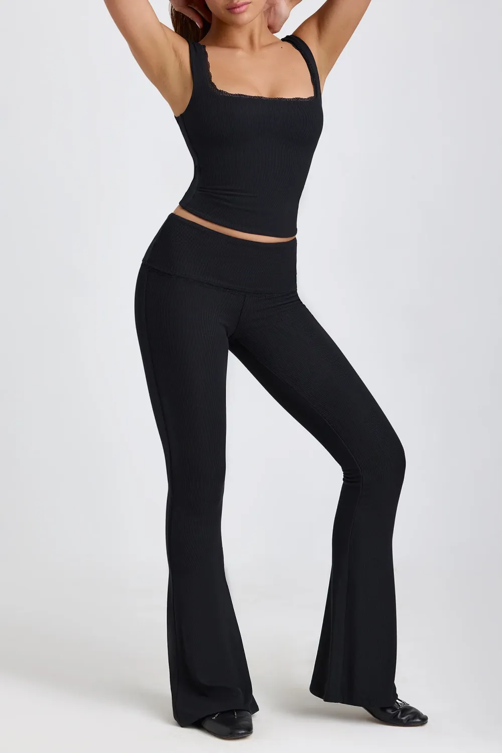 Creative Lace Trim Mid-Waist Women's Slim Trousers