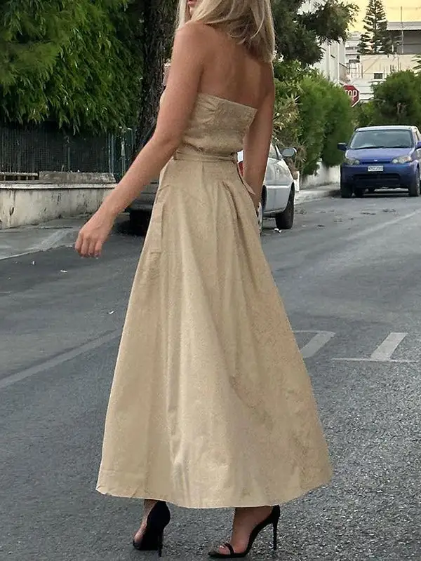 Loose Buttoned Belted Maxi Dress