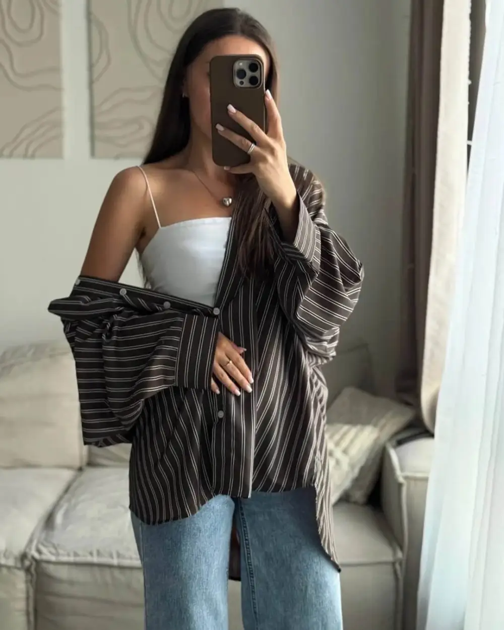 Bat-Sleeve Striped Shirt