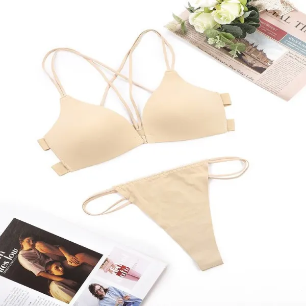 Smooth Wireless Front-Buckle Bra Set