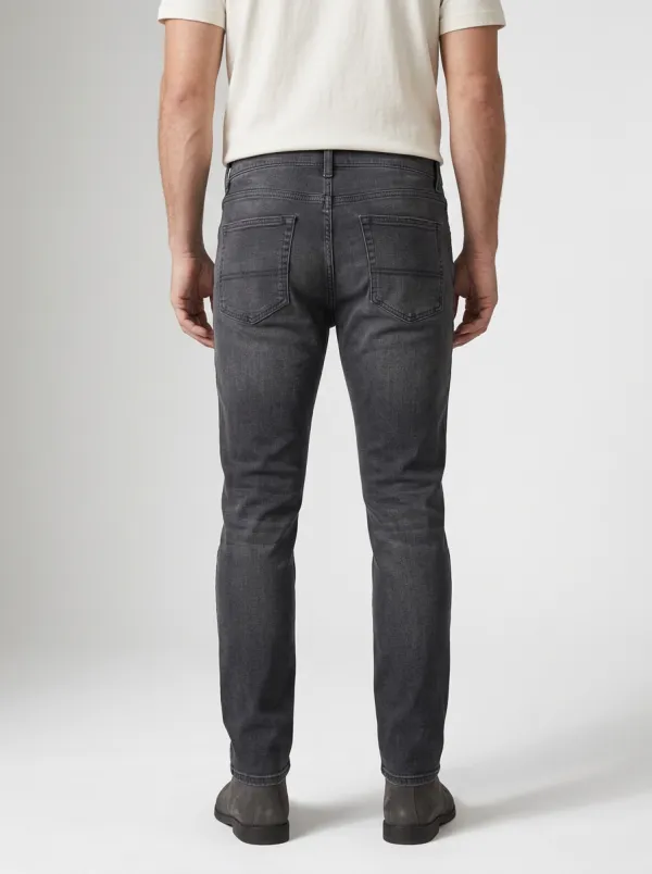 Men's Casual Fashion Charcoal Grey Slim Fit Stretch Jeans