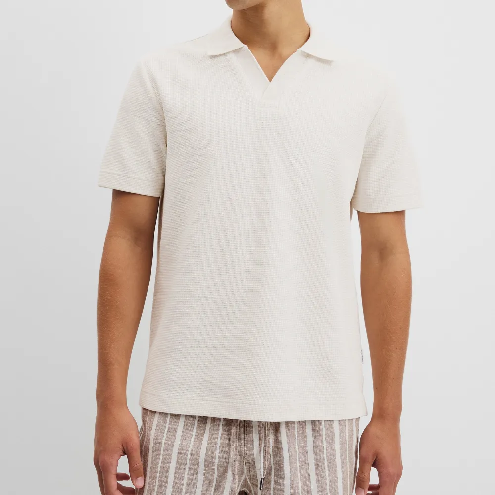 Men's Classic Waffle Knit Polo Shirt