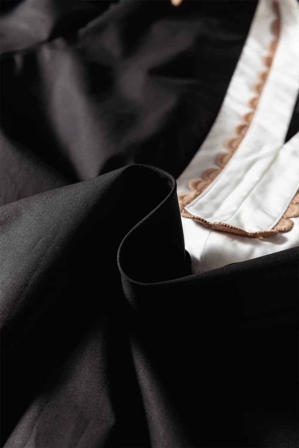 Black Ricrac Trim Block Patchwork Blouse