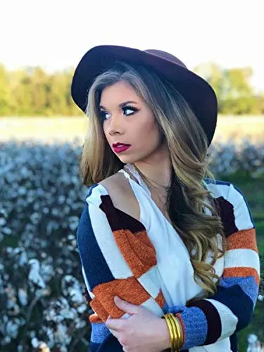 Womens Cardigan Color Block Striped Draped Kimono Cardigans Long Sleeve Open Front Casual Knit Sweaters Coat Outwear