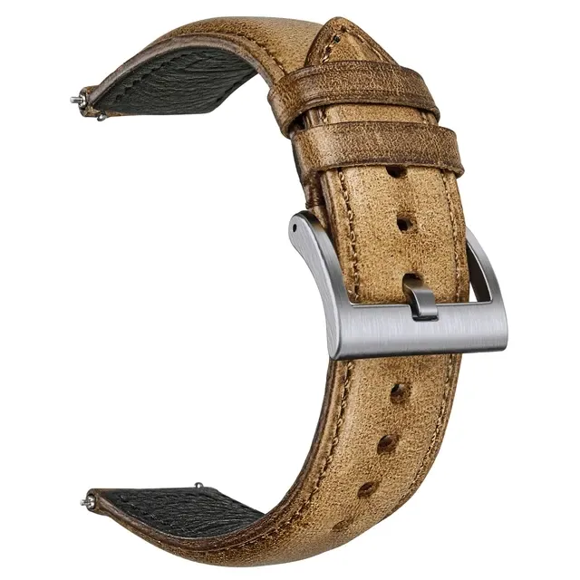 Vintage Leather Watch Strap Silver Pin Buckle Watch Accessories