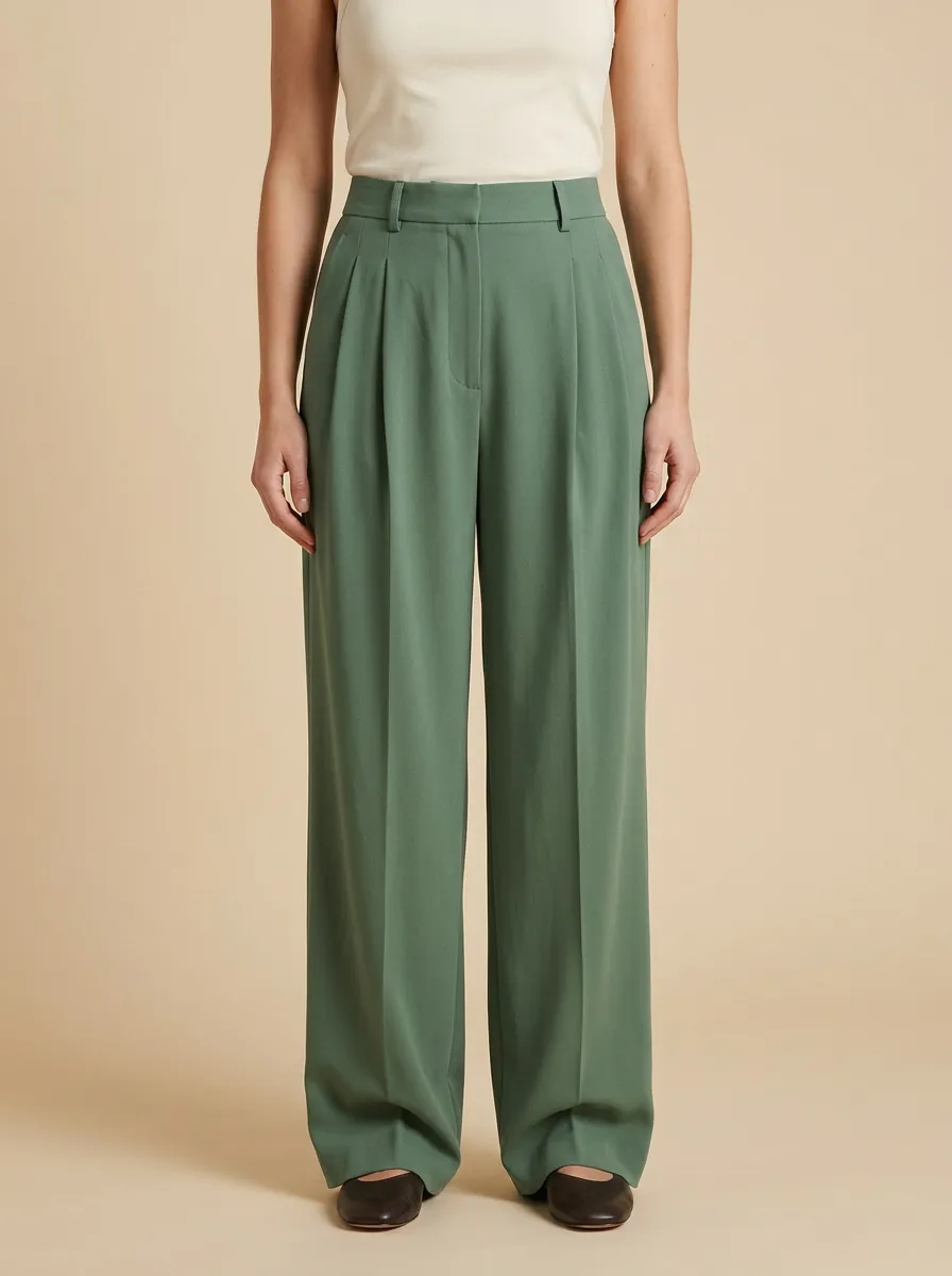 Everyday Timeless Pleated High Rise Wide Leg Trousers
