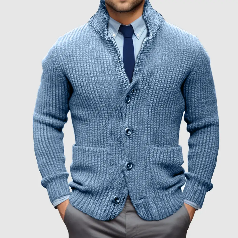 Stand Collar Knit Cardigan