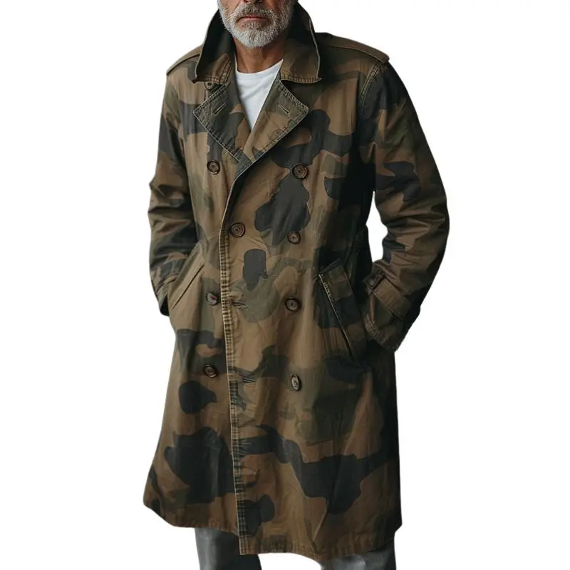 Textured Button Camo Coat