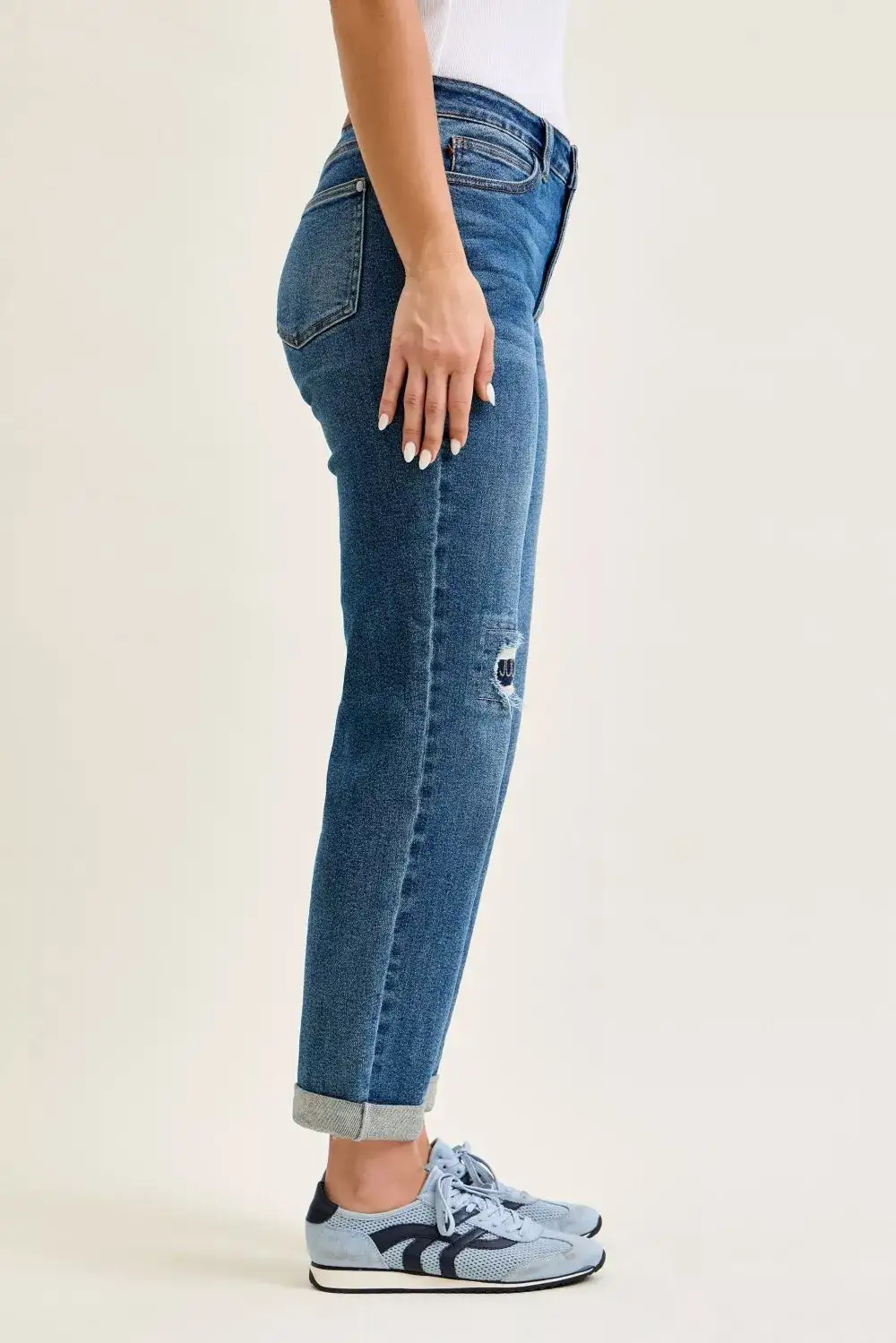 Denim Patchwork Mid Rise Relaxed Fit Jeans