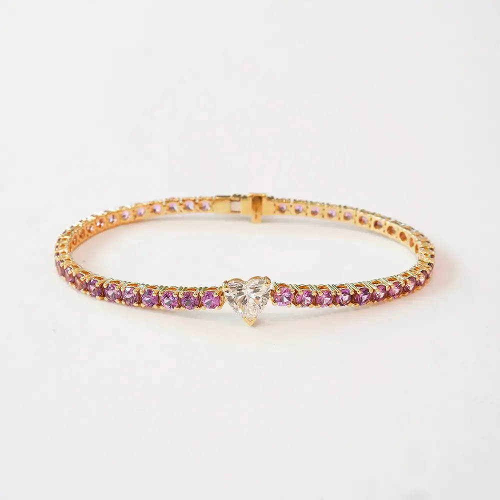 Diamond Sapphire Heart Bracelet