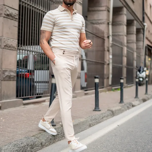 Classic Slim Fit Striped Cotton Polo Shirt