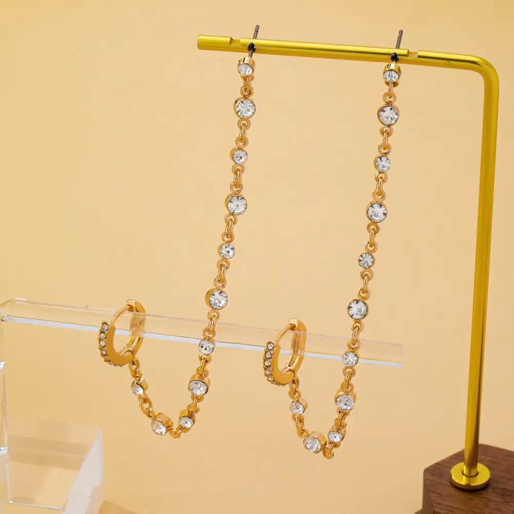 Crystal Stud Double Piercing Drop