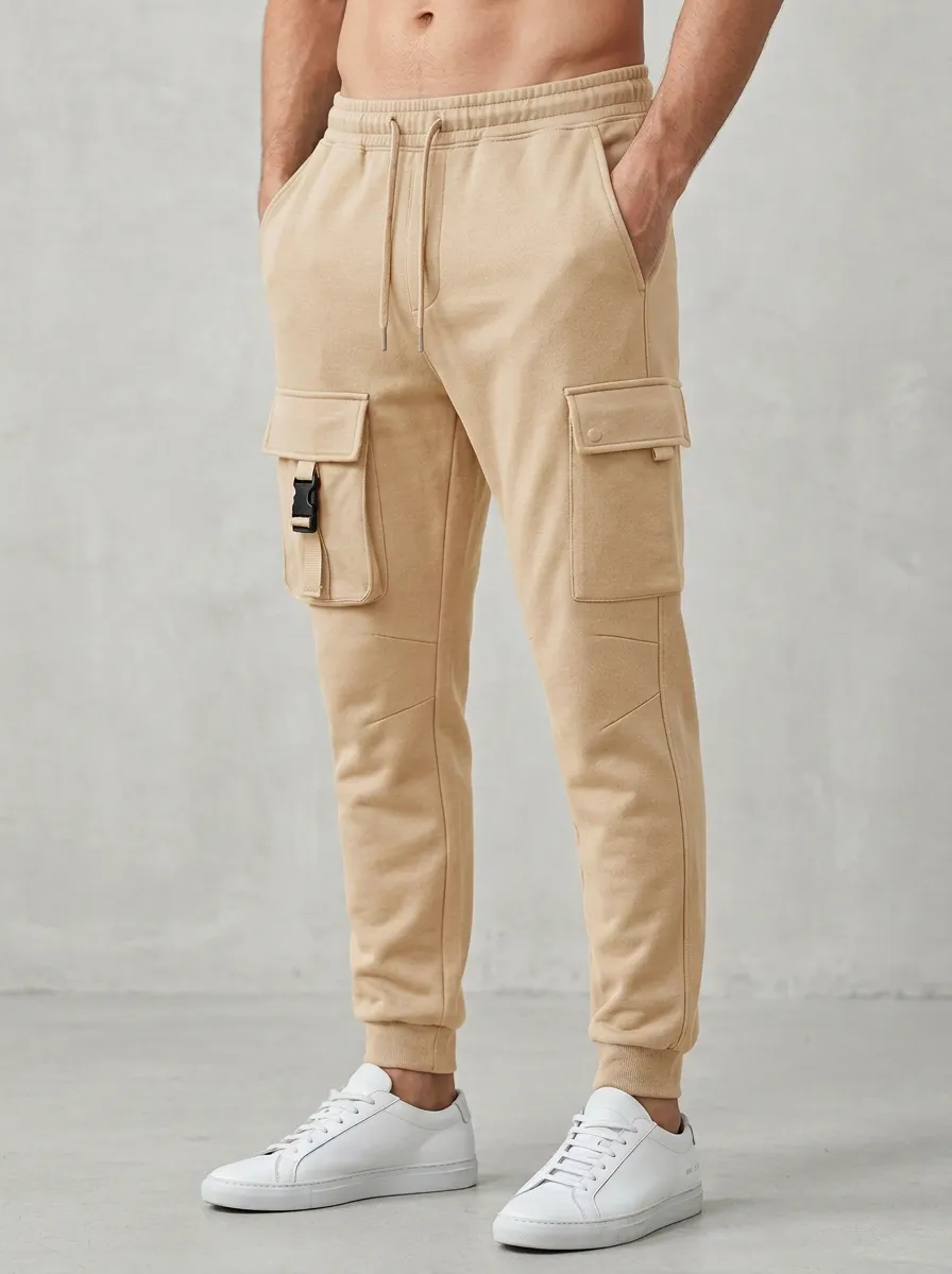 Refined Multi Pocket Graphic Print Active Look Men's Cargo Jogger Pants