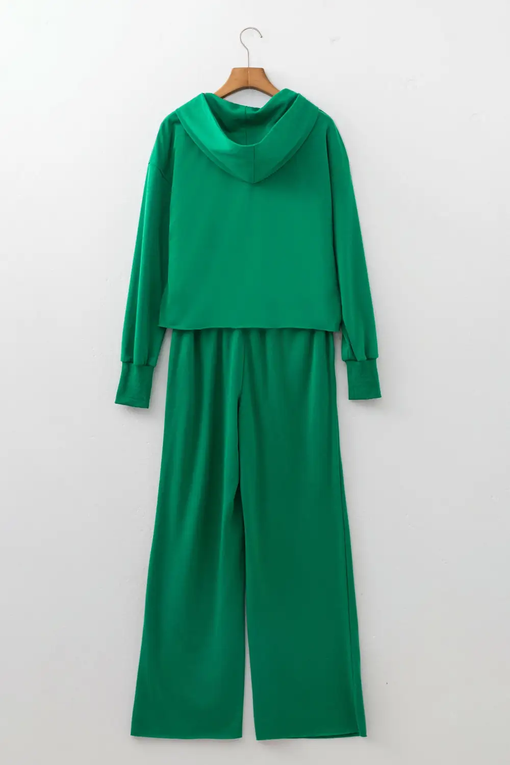Women's Solid Color Hooded Long Sleeve Elastic Waist Pocket Pant Set