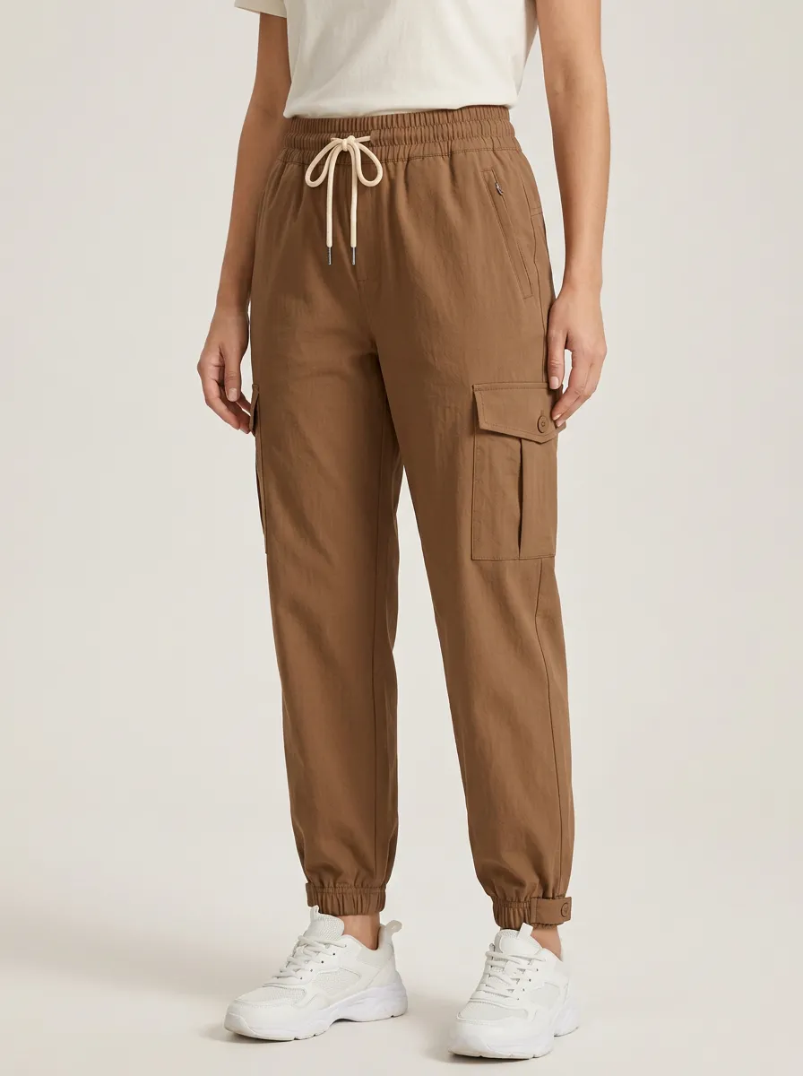 Multi-Pocket Elastic-Waist Breathable Casual Breathable Cargo Pants
