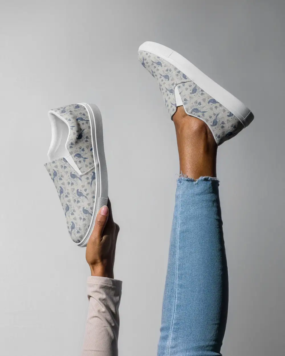 Lovebird Print Slip On Shoes