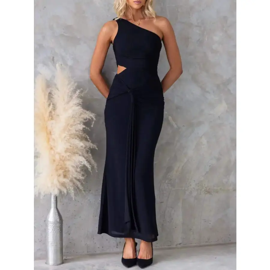 One Shoulder Cutout Bodycon Maxi Dress