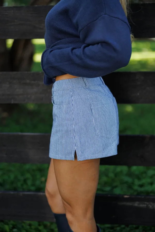 Relaxed Cotton Striped Casual Shorts
