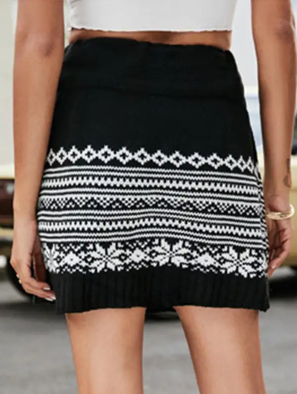 Jacquard Knit Bodycon Mini Skirt