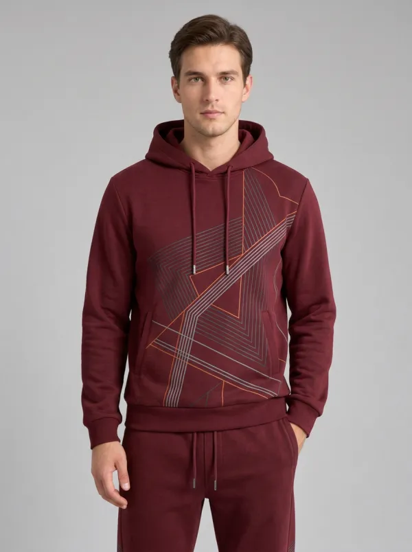 Men's Charcoal Angular Line Graphic Hoodie Jogger Set