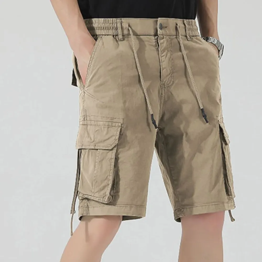 Relaxed Drawstring Pocket Detail Washed Cargo Shorts