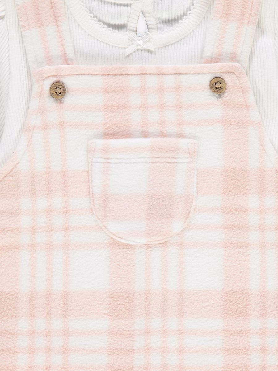 Pink Check Pinafore Dress Bodysuit and Tights detail 3