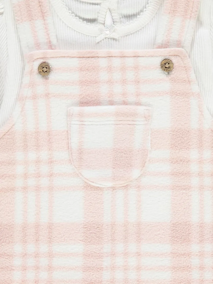 Pink Check Pinafore Dress Bodysuit and Tights